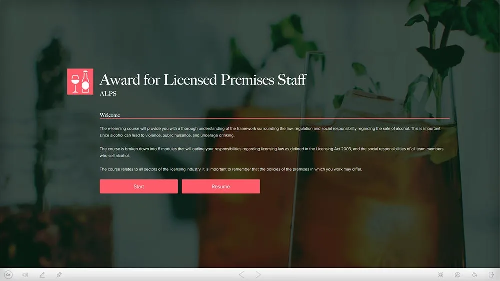ALPS award licensed premises staff course 1